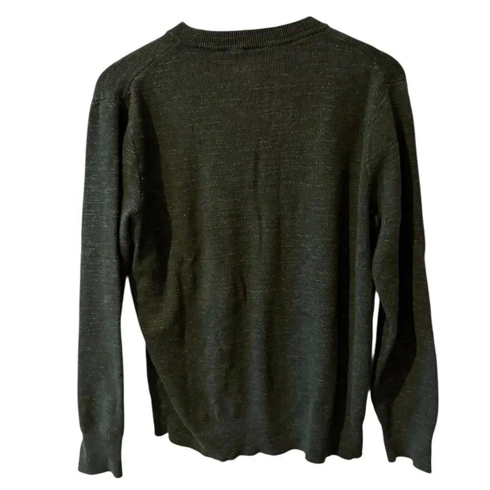 J Crew Knit Henley Sweater Top Olive Green M